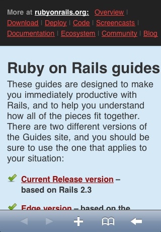 Screenshot of Devstant, an iPhone app that manages documentation