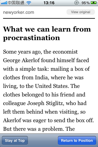 Instapaper's Stay at Top and Return to Position